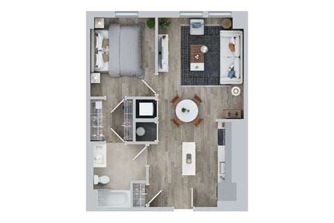 Floor plan for 1 bed, 1 bath, 720 sqft